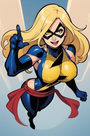 Ms.Marvel, big_boobies, happy_face, yellow_hair, hero_pose