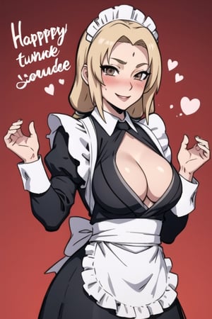 tsunade, happy_face, maid_costume, blush