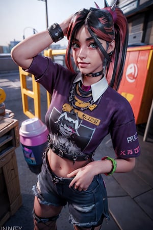 (top-quality,8K,32K,​masterpiece,UHD:1.3),ultra high res,(Photorealsitic:1.4),RAW photo,18-year-old punk girl,A detailed cute face,Radical punk fashion,hot pants,Wacky makeup,A pink-haired,8 life size,London Street background,Backlight effect, lens flare,depth of fields,blurry backround,Detailedface,Detailedeyes,(((xyzhelsie))),b1mb0