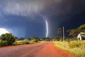 Australia wild, village, thunder, (masterpiece, best quality, likelife, naturalistic)