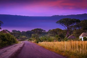 Australia wild, village, twilight, (masterpiece, best quality, likelife, naturalistic)