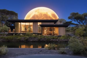 Australia wild, house, moon light, (masterpiece, best quality, likelife, naturalistic)