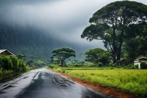 Australia wild, village, rainy, (masterpiece, best quality, likelife, naturalistic)