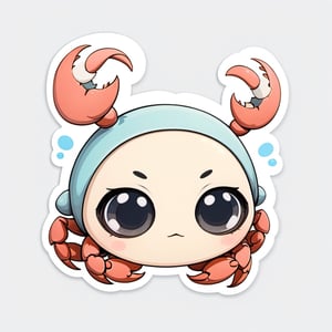 Crab, big black eyes, kawaii, masterpiece, best quality,sticker