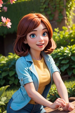 (playful, cartoon, girl, outdoor, 3d rendering), (best quality, 4k, 8k, highres, masterpiece:1.2), ultra-detailed, (realistic, photorealistic, photo-realistic:1.37), vivid colors, vibrant atmosphere, joyful expression, dynamic pose, playful interaction, sunny day, lush greenery, vibrant flowers, creative outfit, whimsical elements, professional 3D rendering, imaginative scenery, charming environment, captivating background, expressive eyes, cheerful smile, soft lighting
