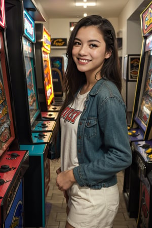 piperperri ((wide angle)) ((movie poster)), ((wearing casual grunge clothes)) ((at an arcade)), ((looking at camera)), big smile, Detailed, Detailed pretty face, Sharp Focus, (Detailed and intricate), Leica 35mm F2.8, Fuji Superia Reala 100,
