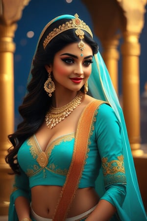 Stunning Princess Jasmine, photo in 8k, in action, cinematic.
