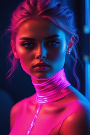 glowing neon pink skin, realistic photograph, 1girl, 