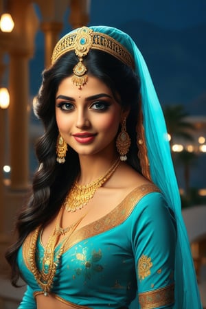 Stunning Princess Jasmine, photo in 8k, in action, cinematic.
