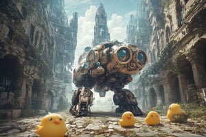 science fiction,score_9,score_8_up,score_7_up,masterpiece,best quality,building,animal mecha,animal cybrog,electron circulation,
cannon,Chick,Animal,Bird 