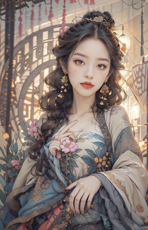 (extremely detailed CG unity 8k wallpaper), ANCIENT_CHINESE_CASTLE_GARDEN_BACKGROUND, (((masterpiece))), (((best quality))), ((ultra-detailed)), (best illustration),(best shadow), ((an extremely delicate and beautiful)),Embody the allure of an ancient princesse, exuding beauty, sensuality, and charm. mesmerizing eyes, conveying mystery and allure. Elegant and alluring, a slender physique, and an aura of mystique. ANCIENT traditional hanfu, adorned with intricate patterns or ornate details.  seductive graceful pose, 