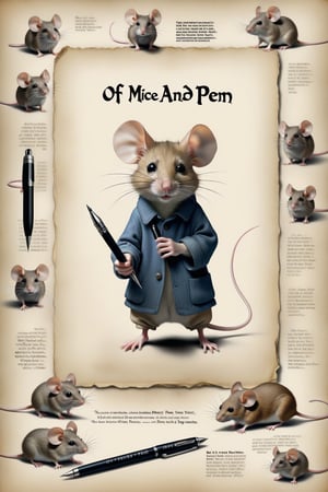 Movie Poster page "Of Mice and Pen" text:"Of Mice and Pen"