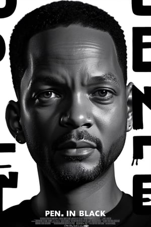 Movie Poster "Pen in Black". Starring Will Smith.  text:"Pen in Black"