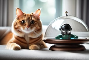 Photo of alien Cat piloting a flying saucer with glass dome