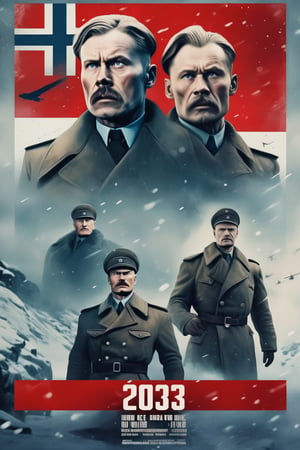 Movie Poster - live-action movie poster for a cinematic 2023 Norwegian ww2 political drama-thriller