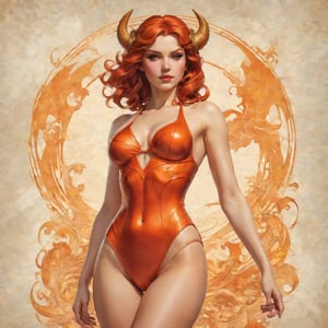 A devilish swimwear-clad figure crosses paths with a weathered war hero, both sharply focused in this intricate, nostalgic octane render inspired by ArtGerm's Alphonse Mucha-esque vision. Set within the realms of Team Fortress 5 and 2, these vivid characters, their narrow shoulders and expressive features standing out,