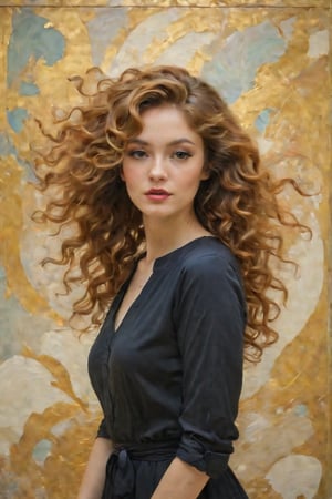 Angeline's radiant curls cascade like molten gold as she poses against a whimsical studio backdrop, reminiscent of Hayao Miyazaki's iconic scenes. Soft, ethereal lighting bathes her enchanting physique, accentuating every curve and contour. Her captivating gaze seems to hold the viewer spellbound. The intricate linework and atmospheric textures evoke the styles of Krenz Cushart, Ashley Wood, Craig Mullins, and Ilya Kuvshinov. Sorolla's expressive brushstrokes and Ren's surreal mysticism blend seamlessly in this fantastical setting.