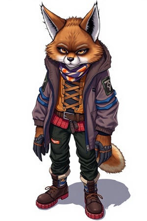 Inspired by Peter Elson and Yoshitaka Amano's unique styles, this fashion-forward illustration features a furry character, reminiscent of Erardasley. The artwork is clean, detailed, and vibrant, employing the latest in unreal engine 3D technology to create an isometric model. It captures the essence of popular trends found on ArtStation, while also paying homage to the gritty realism of The Walking Dead's anime-style drawings.