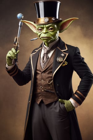 space, goblin, star wars, ((imperial_mustache)), Cane vintage on right hand, monocle, steampunk_suit