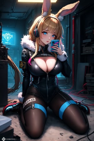 Take a deep breath and let's work step by step on this  ,
Beautifull body,Beautifull breast,a woman sitting on the ground holding a cell phone, ayaka cosplay, blond fur, outfit: cop, gunner, warships, judy hopps, alicization, ( ( ( in a dark, in a desolate, inspired by Shi Zhonggui, bullpup, former, full photo, very long flowing hair, kemonomimi, guardra, puppet, detailed, ruined server room, ( ( cyberpunk, sci - fi ) ) ) ), dark background, neon lights, ( in the style of jamie hewlett hiroya oku riyoko ikeda, 8 k, trending on artstation, artstationhd, artstationhq, highest detail, wide angle, sharp focus, cyberpunk, octane render, unreal engine 5, watchmen
,
Midjourney's Consistency, Dynamic Action Pose, Fibonacci Watermark Invisibly Displayed, High-res, Impeccable Composition, Lifelike Details, Perfect Proportions, Stunning Colors, Captivating Lighting, Interesting Subjects, Creative Angle, Attractive Background, Well-timed Moment, Intentional Focus, Balanced Editing, Harmonious Colors, Contemporary Aesthetics, Handcrafted with Precision, Vivid Emotions, Joyful Impact, Exceptional Quality, Powerful Message, Raphael Style, Unreal Engine 5, Octane Render, Isometric, Beautiful Detailed Eyes, Super Detailed Face and Eyes and Clothes, More Detail, Multi Colored, Ink Illustration, Grammer Effect Style, Houdini Style, Sharp Lines and Brush Strokes, High Quality, Beautiful Matte Painting, 4K, CGSociety, Artstation Trending on ArtstationHQ,,micro detail