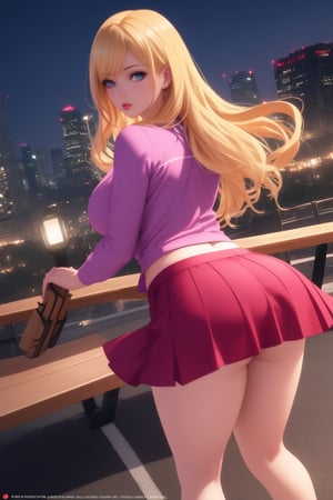 Take a deep breath and let's work step by step on this problem.expert consistency,dynamic action pose,FIBONACCI WATERMARK INVISIBLY DISPLAYED,1girl, 3d, ass, blonde hair, building, city, cityscape, lips, long hair, looking at viewer, looking back, outdoors, photo background, pink skirt, real world location, realistic, road, skirt, skyscraper, solo, street,a close up of a person on a bench, pawg, pink clothes, sasoura, cam, body full, caught, huge, High-res, impeccable composition, lifelike details, perfect proportions, stunning colors, captivating lighting, interesting subjects, creative angle, attractive background, well-timed moment, intentional focus, balanced editing, harmonious colors, contemporary aesthetics, handcrafted with precision, vivid emotions, joyful impact, exceptional quality, powerful message, in Raphael style, unreal engine 5,octane render,isometric,beautiful detailed eyes,super detailed face and eyes and clothes,More Detail,masterpiece