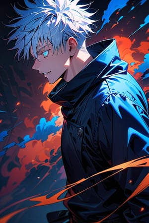 (1boy,gojou satoru,jujutsu kaisen),,Intricate details,Wide range of colors,artwork,rendering,(masterpiece:1.3),(highest quality:1.4),(Super detailed:1.5),High resolution,Very detailed,unity 8k wallpaper,Decadent,Wind