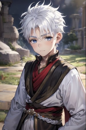 cute boy, ancient custume,white hair