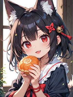 score_9, score_8_up, score_7_up,perfect eyes, kitsune, werewolf, red eyes, black skin, pretty girl, cute girl, teasing