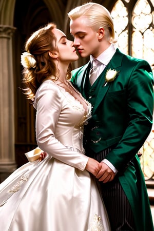 Draco malfoy and hermione granger, adult, kiss in neckla, huge,gardem roses,Sex Essence,(motion sex),wedding dress