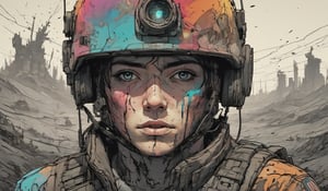 crying soldier| dark background| anime style| key visual| intricate detail| highly detailed| breathtaking| vibrant| panoramic| cinematic| Carne Griffiths| Conrad Roset| ghibli,digital artwork by Beksinski,DOUBLE EXPOSURE,charcoal \(medium\),Comic Book-Style 2d,2d