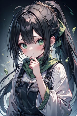 She is a woman of immeasurable beauty, black hair, long hair, green scarf, teenager, green eyes, gesticulated look, happy, egocentric, beautiful clothes, a masterpiece, detailed, high quality, very high resolution, peasant clothes , perfect face, poor, overalls, masterpiece, good quality, excellent quality, hair in a ponytail, headscarflittle girl, loli, young girl

