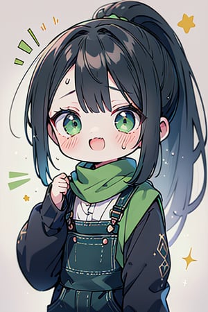She is a woman of immeasurable beauty, black hair, long hair, green scarf, teenager, green eyes, gesticulated look, happy, egocentric, beautiful clothes, a masterpiece, detailed, high quality, very high resolution, peasant clothes , perfect face, poor, overalls, masterpiece, good quality, excellent quality, hair in a ponytail, headscarflittle girl, loli, young girl

,chibi