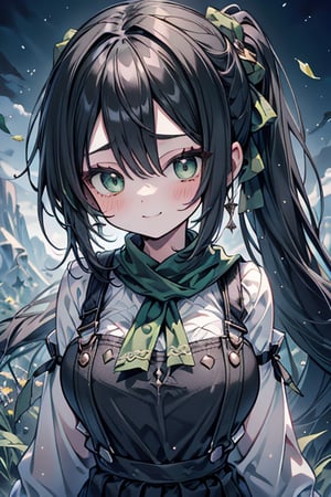 She is a woman of immeasurable beauty, black hair, green scarf, teenager, green eyes, gesticulated look, happy, egocentric, beautiful clothes, a masterpiece, detailed, high quality, very high resolution, peasant clothes , perfect face, poor, overalls, masterpiece, good quality, excellent quality, hair in a Two ponytail, headscarflittle girl, loli, young girl, narcissistic, contemptuous smile, egocentric, busty loli, big breasts
loli, little girl, young girl, field.

