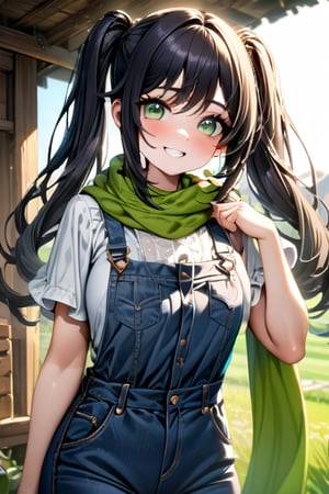 She is a woman of immeasurable beauty, black hair, green scarf, teenager, green eyes, gesticulated look, happy, egocentric, beautiful clothes, a masterpiece, detailed, high quality, very high resolution, peasant clothes , perfect face, poor, overalls, masterpiece, good quality, excellent quality, hair in a Two ponytail, headscarflittle girl, loli, young girl, narcissistic, contemptuous smile, egocentric, busty loli, big breasts
loli, little girl, young girl, field.

,best quality,Mona_(Genshin_Impact)