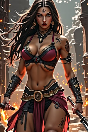 Angry Savage Barbarian woman with sexy body Tall Muscular Ready to attack,ct-savaga,Spider spirit Fourth sister, detail, beautiful, masterpiece, 16k