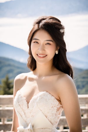 instagram photo,  118yo Asian woman, 1 handsome bride, super beauty pretty,  both perfect model body shape,perfect face, detailed face,Wedding photos of bride and groom, groom tuxedo, bride in beautiful gorgeous strapless gown, both smiling sweetly, holding hands and looking at each other, presenting a happy and beautiful atmosphere , lips slightly open, lusty, Fuji mountain background, (shot from distance),  full body shot,  Smoldering, depth of field,  ( gorgeous:1.2), detailed bride face,  detailed groom face,soothing tones,  muted colors,  high contrast,  (natural skin texture,  hyperrealism,  soft light,  rim light,sharp),  (freckles:0.3),  (acne:0.3), (messy hair:0.1),  Canon EOS 5D Mark III,  85mm
2 person half body photorealistic portrait