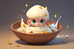 Imagine a chibi tofu cube block (shimmering cream tofu white coloration:1.4), its smooth surface marred by intricate worm holes, its human ears perked up in curiosity as it swims through a bowl of steaming hot ramen. Its big, expressive eyes take in the sights and smells of the delicious broth, while a twig with a vibrant green tea leaf rests atop its head,  (photo HDR 8K) ,painting magic,  (splendid environment of tensor art),  perfect contrast,  (correct sharp photorealistic environment),  (highly detailed bacgroung),  detailed,  (masterpiece,  best quality:1.3) chuppy_fat:2,  looking viewer,  (Ultrasharp,  8k,  detailed,  ink art,  stunning,  vray tracing,  style raw,  unreal engine),  High detailed , Color magic,  Saturated colors,  game icon,foodpets,3D Chibi Figure,AGGA_ST013