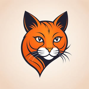abstract logo of a orange stylized head of a cat, one color,LOGO,logo