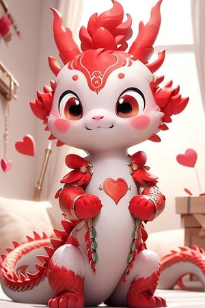 generate two dragons,valentine's_day, love, adorable,masterpiece,dragoncute