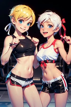 black leather(chi in the gym, blonde, sensual laughingl)((ribbon in hair very short shorts white stripe1.4)),yoimiyadef,They hip hanchas very pretty(They hip hanchas very pretty)