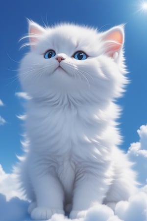 a cloud that looks like a fluffy cat baby, blue sky Aether_Cloud_v1:1