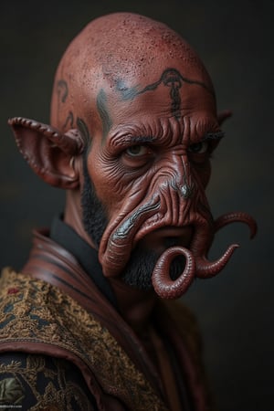 Hyperrealistic masterpiece photography (Canon EOS R5 ) ultra high definition 8K, of a man Ultradetailed face and skin , hypnotic eyes, a close up of a person wearing an octopus costume, berberic clothes, erwin olaf, anthropomorphic octopus, intricately detailed clothing, intricate fashion clothing, h.p. lovecraft as cthulhu, handsome squidward portrait, portrait of cthulhu, steampunk male portrait, lovecraftian inspiration, j. c. leyendecker 8 k, tentacles beard, • High-Definition-Rendering • Ultra-Realismus • Physically Based Rendering (PBR) • Ray Tracing • High Dynamic Range Imaging (HDRI) • Subsurface Scattering (SSS) • Global Illumination • Texture Mapping • Detail Enhancement • Depth of Field • Motion Blur • Anti-Aliasing • Shader-Technologie • Lichtsimulation masterpiece photography photographed by Steven Meisel 