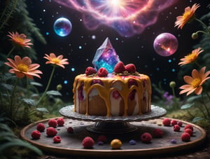 (foodtography, 16k photo of a delicious glowing cake, a glowing radiant cosmic plasma aurora galaxy berry cake with fantastic icing:1.3), plasma cake, aw0k magnstyle, dramatic lighting, 3 point lighting, flash with softbox, cinematic colors, Leica SL-2 200mm f/2.8, realism, photo, hyperrealistic, film grain, Neutral-Density-Filter, deep Focus, rule of thirds, chiaroscuro, golden ratio, intricate detail, flawless clarity, cinema quality, RAW image, BREAK
(the cake rests on an arcane crystal tray:1.22), in a in a field of psychedelic flowers, christmas theme, majestic radiant Yggdrasil christmas trees, warm peaceful atmosphere,