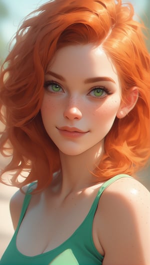 score_9, score_8_up, score_7_up, rating_questionable, girl, freckles, extremely attractive, adorable, extremely pale skin, orange hair, green eyes, light directed at face, 8k, redhead 
