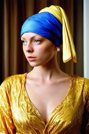 1girl, girl with a pearl earring, vermeer, photograph, art parody, realistic