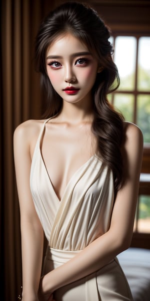 (masterpiece, best quality, highres:1.3), (1girl:1.3),slightly raised lips,deep red lipstick,Beautiful and delicate eyes,An extremely delicate and beautiful girl,cute,extremely detailed face,Beautiful detailed hair,very aesthetic, ((solo)), stringed doll, strings attached to limbs, perfect hands