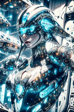 (iron woman,spaceship,goddess:1.3),(Black and white entanglement),(crystal and silver entanglement),High Detail,masterpiece,best quality,more detail,Hyper Quality,detailed,more detail