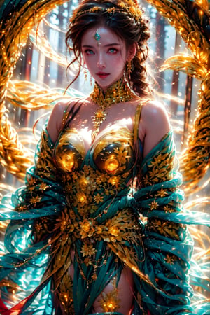 (((goddess))), (((glowing eye))),best quality, masterpiece, beautiful and aesthetic, 16K, (HDR:1.4), high contrast, bokeh:1.2, lens flare, (vibrant color:1.4), (muted colors, dim colors, soothing tones:0), cinematic lighting, ambient lighting, sidelighting, Exquisite details and textures, cinematic shot, Warm tone, (Bright and intense:1.2), wide shot, by playai, ultra realistic illustration, siena natural ratio, anime style, (Renaissance fantasy theme:1.1), head to thigh portrait, very long Straight dark brown hair with blunt bangs, (a shy smile:1.2), pink gossamer floral mango-colored dress, a sexy neighbor's wife, blue eyes, colorful head scarf, acrylic painting, trending on pixiv fanbox, palette knife and brush strokes, style of makoto shinkai, jamie wyeth, james gilleard, edward hopper, greg rutkowski, studio ghibli, genshin impact.,glow