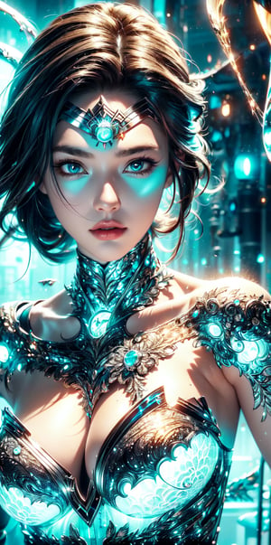 (wonderwoman,iron woman,goddess),Black and white entanglement,crystal and silver entanglement.High Detail,masterpiece,best quality,more detail,Hyper Quality,detailed,more detail,Texture-rich,Delicate texture,(aqua tones:1.3)