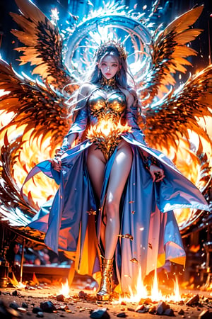 Archangel, Wings of Light, Multiple Magic circles, Fire Rain, Ice Wind, Electric Cloud,